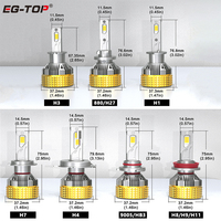 EG-TOP 90W 21600lm ampoule de phare LED de voiture haute puissance H7 Autos phare de projecteur haut et super lumineux H11 Led H4