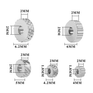30 perles d'espacement texturées en acier inoxydable argentées, plates et rondes, 4/5/6 mm, pour la fabrication de colliers, bracelets et bijoux DIY - Product Image 1