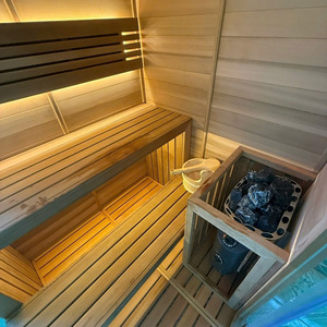 Moderne 3-Personen Redwood Barrel Sauna Großhandels preis Mit <span class=keywords><strong>Bluetooth</strong></span> Audio Spire Dach Glastür Konstruierte Red Cedar Pine - Product Image 1