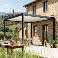 Kit de pergola bioclimatique autoportante Airfun en aluminium avec revêtement en poudre - Toit rétractable à lames motorisées, protection UV
