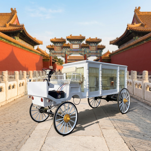 Cercueil funéraire rétro européen populaire, charrette funéraire à 4 roues, voiture funéraire - Product Image 1
