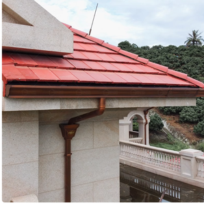 Système de gouttières de toiture en <span class=keywords><strong>cuivre</strong></span> non allié brun doré, design moderne et écologique pour le drainage des eaux de pluie des bâtiments et villas - Product Image 4
