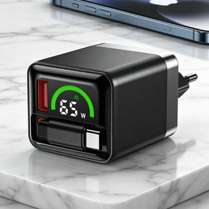 quick charger 65w gan <b>c</b> <b>type</b> With Retractable Cable QC3.0 Fast Charger <b>Adapter</b> for Laptop for Phone Travel <b>Adapter</b> Custom - Product Image 1
