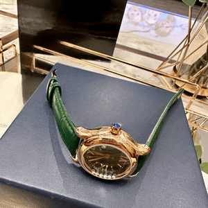 Montre analogique à quartz ronde avec bracelet en cuir gaufré crocodile, cadran en cristal, montre-bracelet élégante pour femme, usage quotidien et formel, Chopards - Product Image 5