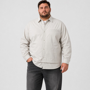 Heren lichtgewicht herfst overshirt overhemdjas borstzak casual eenvoudig groot en lang plus size oversized ontspannen pasvorm 6XL 7XL - Product Image 1