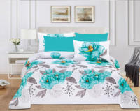 Nouvel arrivage : Parure de draps imprimés turquoise 6 pièces, toucher doux, 85 g/m², 100 % polyester, drap plat et drap-housse