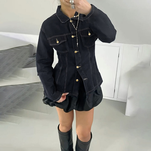 เสื้อเชิ้ตเดนิมทรงเข้ารูปสำหรับผู้หญิง แขนยาว ติดกระดุม สไตล์มินิมอล เหมาะสำหรับใส่ทำงานหรือเดินทาง - Product Image 2