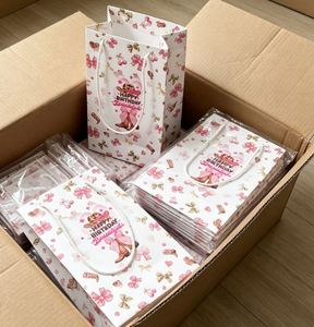 Bolsas de Papel Impresas Personalizadas con Diseño de Botas Vaqueras del Oeste para Cumpleaños, con su Logotipo, Bolsa de Compras de Cartón - Product Image 1
