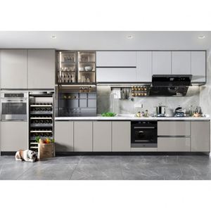 Meubles de cuisine laqués de luxe sur mesure à prix d'usine, designs modulaires modernes, armoires de cuisine avec îlot, organisateur de garde-manger - Product Image 2