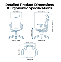 Chaise de bureau ergonomique en maille à dossier haut avec soutien lombaire, pivotante, pour étude et travail, vente en gros, mobilier de salle à manger et de bureau