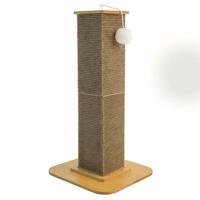 Griffoir pour chat en carton ondulé carré de 57 cm de haut avec base en bois, protection pour meubles, pour chatons et chats adultes