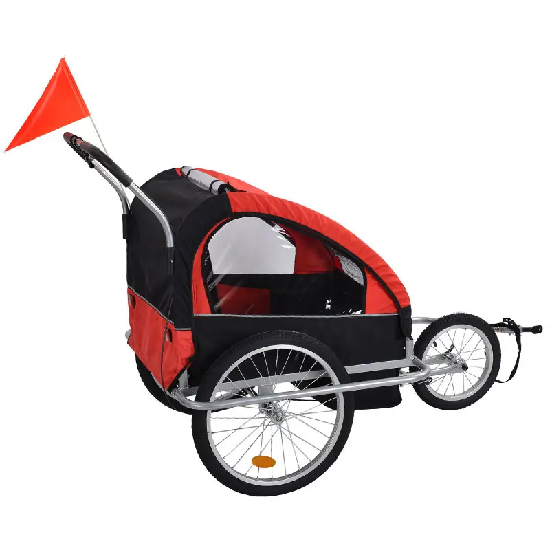 Fahrrad Kinderfahrradanhänger Räder Velotro Baby Designer-Wohnwagen Doppelsitz Geschwister Lich-Wohnwagen für Kinder Kinder rot