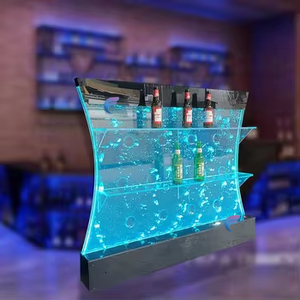 Air Mancur Dinding Gelembung LED Akrilik dengan Rak Pajangan Wine, Partisi Gelembung Air Berubah Warna RGB untuk Dekorasi Rumah, Bar, Hotel - Product Image 5