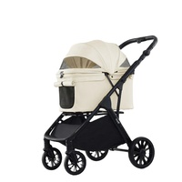 Chariot pliable réglable à 4 roues pour animaux de compagnie, avec rangement à un bouton, absorption des chocs, design lavable, en alliage d'aluminium durable, facile à utiliser pour chiens et chats