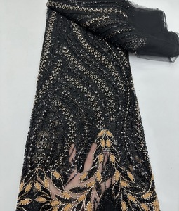Tissu en dentelle très demandé, dentelle française de haute qualité, dentelle élégante avec des paillettes, des perles et des broderies, matière pour robe de soirée - Product Image 1