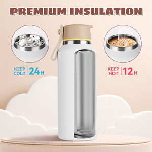 Bouteille d'eau isotherme en acier inoxydable 304 à double paroi, thermos sous vide sans BPA, couvercle à paille rabattable anti-fuite, bouteille de boisson pour l'extérieur - Product Image 3
