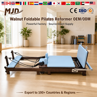 MJD Luxe Reformer de Pilates en Noyer Américain Pliable, Équipement de Fitness Professionnel pour Studio de Yoga Haut de Gamme et Entraînement à Domicile