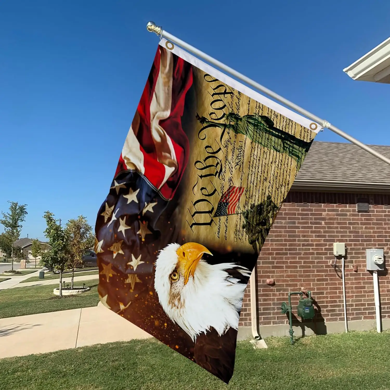 Amerikanische Flagge auf gelbem Hintergrund Outdoor-Dekoration benutzerdefinierter Kondor Amerikanische Flagge