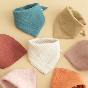 Solide bave mousseline arbre nouveau-né 100% coton bébé réutilisable doux Triangle bouton Anti <span class=keywords><strong>sale</strong></span> salive serviette bavoirs salive avec bouton - Product Image 4