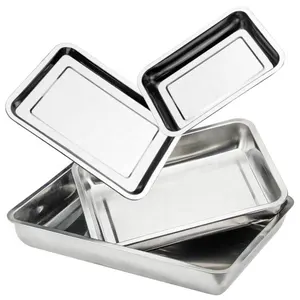 Stainless steel thickened square hotel service tray Large high quality durable cookie baking barbecue tray