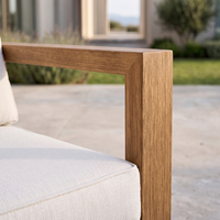 Ensemble de conversation J&M Outdoor imitation bois, canapé 4 places et fauteuils pour terrasse de piscine, villa, complexe hôtelier, balcon