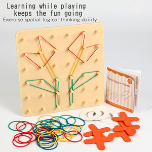 Nouveautés 2026 : Tableau d'activités créatives géométriques 2-en-1, <span class=keywords><strong>jeu</strong></span> éducatif Tic-Tac-Toe, jouets en bois pour enfants - Product Image 6