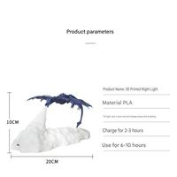 Lampe de nuit imprimée en 3D avec design de dragon de feu et de dragon de glace : lampe de table originale et créative pour la décoration de la maison pour les enfants.