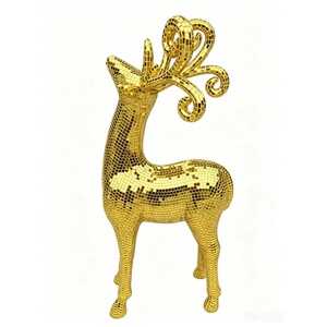 Escultura de Ciervo de Mosaico Dorado Pintado a Tamaño Real, <span class=keywords><strong>Estatua</strong></span> de Animal Grande para Decoración de Plazas Comerciales - Product Image 1