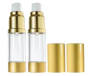 Frasco luxuoso recarregável 100ml 50ml 15ml, serum para loção a vácuo sem ar e cosméticos, garrafa de 30ml e 120ml, preto e dourado