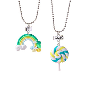 <span class=keywords><strong>Collier</strong></span> en argile polymère de haute qualité, série Rainbow Lollipop, cadeau pour la meilleure amie, <span class=keywords><strong>collier</strong></span> BFF pour femmes - Product Image 6