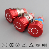 Bouton d'arrêt d'urgence 19 mm étanche IP67 2NO2NC autobloquant avec connecteur, tête de flèche