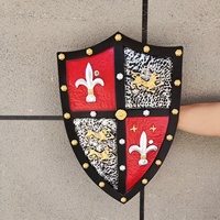 Bouclier de Chevalier d'Halloween avec Crête Rouge et Noire, Lions, Fleur de Lys, Design pour Costumes d'Enfants, Cosplay, Jeu de Rôle, Jouet Sûr et Léger