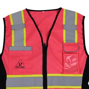 Gilet de sécurité de chantier pour femmes ULTAC, rose, logo OEM, tissu en maille, bande réfléchissante, niveau de protection <span class=keywords><strong>D</strong></span>, coupe régulière - Product Image 3
