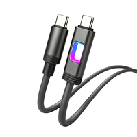 Câble de charge rapide PD 60W en silicone souple avec LED RGB à changement de couleur USB-C vers USB-C, longueurs personnalisées 1m, 2m, vente en gros