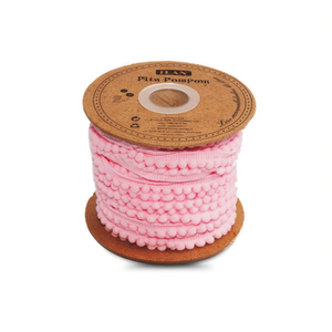 ริบบิ้นอิลัน ปอมปอม กว้าง 1 ซม. ยาว 20 หลา สีชมพู สำหรับงานประดิษฐ์และตกแต่ง - Product Image 1