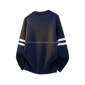 Pull en maille col rond pour homme, style jersey, imprimé numérique personnalisé, tendance, haut de gamme, automne-hiver, 100 % polyester et coton - Product Image 4