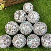 Vente chaude Fleur Verte Jaspe Sphères Reiki Fengshui Guérison Cristal Boules De Fleurs Vertes pour la collection