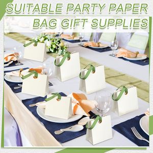 White Wedding Mini Gift <strong>Bags</strong> with Ribbon Handle Thick Texture Paper Bridal Shower Wedding Welcome <strong>Bag</strong> for Valentine's Day - Product Image 5