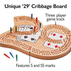 Tablero de cribbage, fiesta de escritorio, cartas de póquer, madera, <span class=keywords><strong>3</strong></span> pistas, 29 clavijas de cribbage, juego de beber - Product Image 4