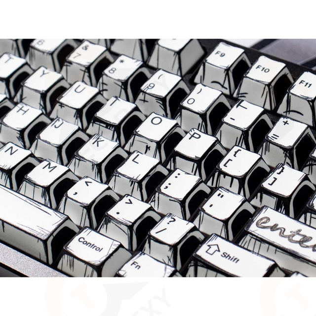 Manga Style White Themed Keycap Set Personalized OEM Customization Custom Logo Option TechRexy Brand for MX Keyboards PBT