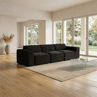 Canapé sectionnel moderne trois places confortable et inclinable avec mousse à mémoire de forme, forme carrée, rembourrage en tissu et éponge pour salon