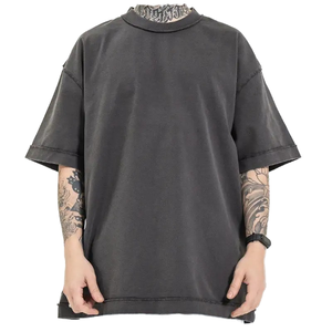 T-shirts en coton délavé à l'acide tendance et très demandés – T-shirts oversize confortables et à la mode pour hommes, impression à la demande - Product Image 1