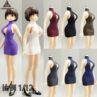 Tenue de poupée BJD 1:12 avec jupe courte et haut à col montant, série fantaisie en tissu, pour figurine militaire de 6 pouces, YS-6148, à partir de 14 ans