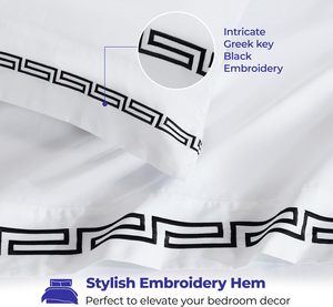 Hotel Quality 100% Cotton Duvet Cover Bed <b>Sheet</b> Set 300TC <b>Queen</b> King Sizes Modern Embroidery Design Woven <b>Fitted</b> Bedding Set - Product Image 2