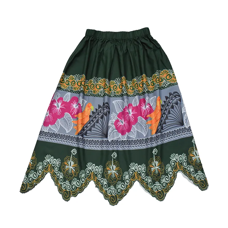 New Popular Festival Clothing Island Wear Skirts Midi Ladies Dress Tropical Print Floral Plus Size Long Skirts For Women
