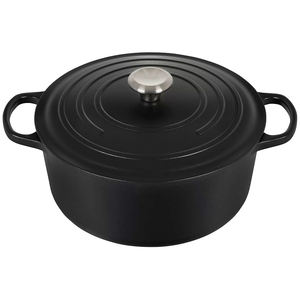 Bright Houseware - Cocotte en fonte émaillée noire personnalisée 22 cm, design européen, compatible avec toutes les cuisinières, option de logo personnalisé - Product Image 1