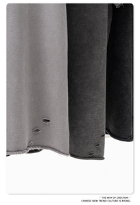 Camiseta de manga corta para hombre, estilo americano de verano, 100% algodón, 330G, con efecto lavado y teñido con cera, con acabado desgastado y puños enrollados, talla grande - Product Image 3