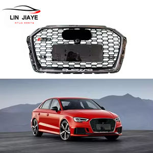 Grille <span class=keywords><strong>de</strong></span> pare-chocs avant <span class=keywords><strong>de</strong></span> haute qualité pour <span class=keywords><strong>Audi</strong></span> <span class=keywords><strong>A3</strong></span> 2017-2020 modifiée en matériau ABS en nid d'abeille <span class=keywords><strong>de</strong></span> calandre RS3 - Product Image 6