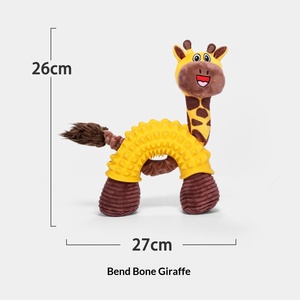 Large Dog Chew Toy Teething Durable Rubber <b>Plush</b> Novelty Cartoon Cute Giraffe Design Sound-Making Self-Entertaining Features - Product Image 5