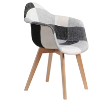 Chaise nordique moderne multicolore lin tissu patchwork fauteuils café salon coin réception chaises de salle à manger avec dossier